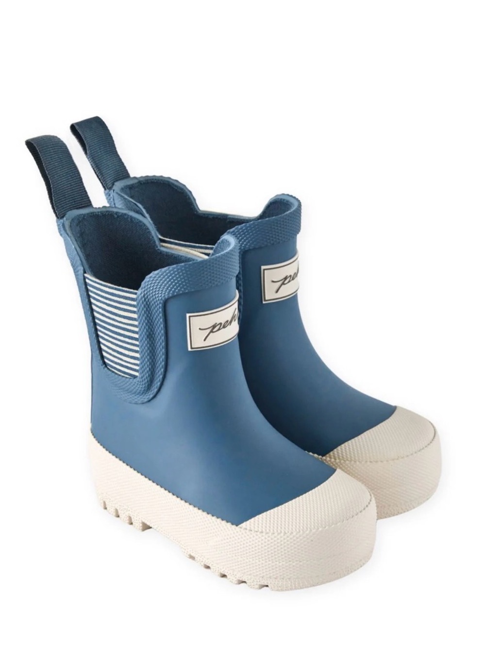 Kids Navy Blue Rain Boots with Cream Sole – Easy Pull-On Design